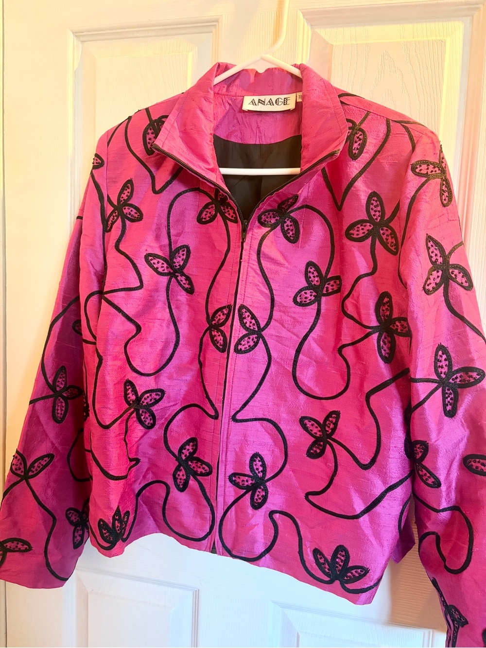 ANAGE Pink Floral Zip-Up Jacket | Lightweight Statement Layer